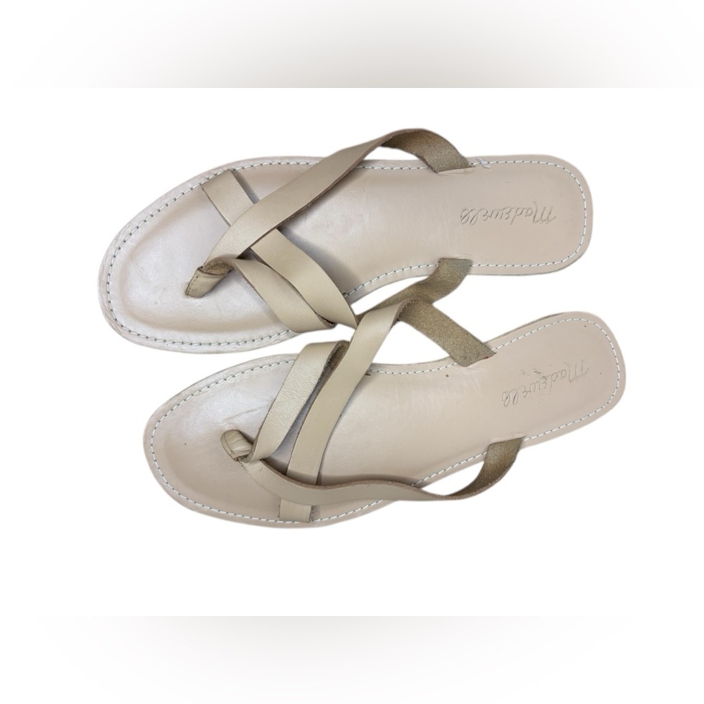 MADEWELL SIZE 8.5 BOARDWALK THONG SANDAL SAND Leather preloved - Picture 3 of 8